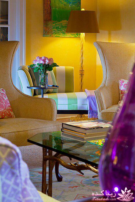 دکوراسیون رنگ زرد و بنفش 